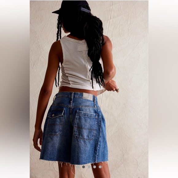NEW Free People We The Free Boomerang Full Moon High Rise Long Shorts 26 - Picture 3 of 15